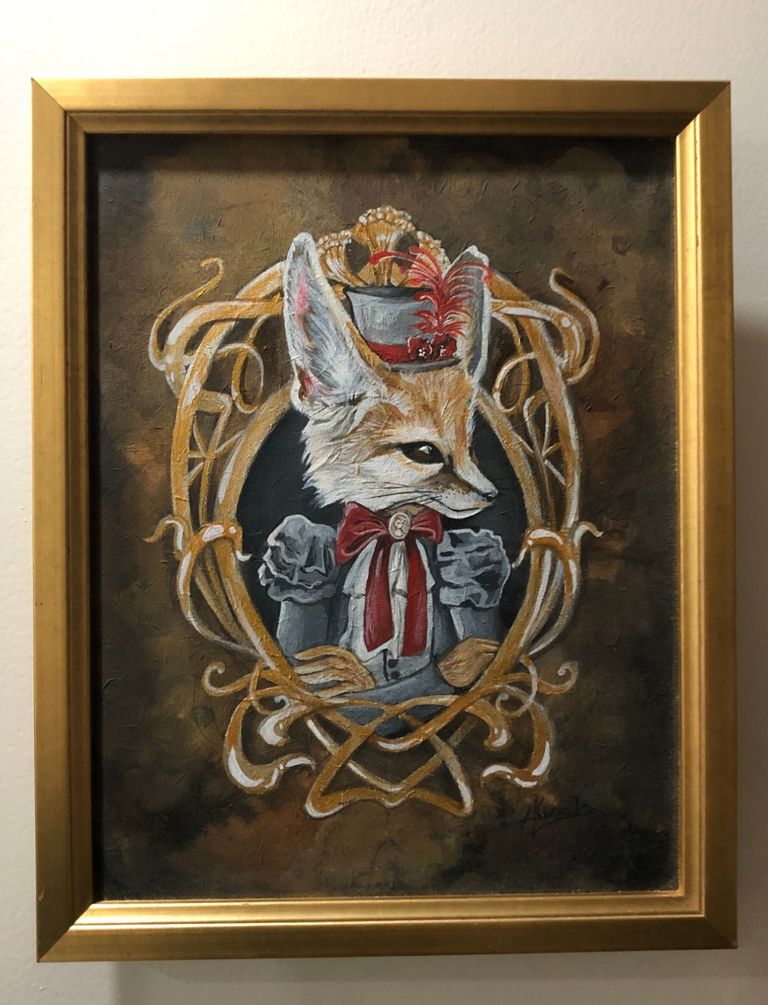 'Lady Fennec', acrylique sur contreplaqué, 28 x 23 cm, 2019